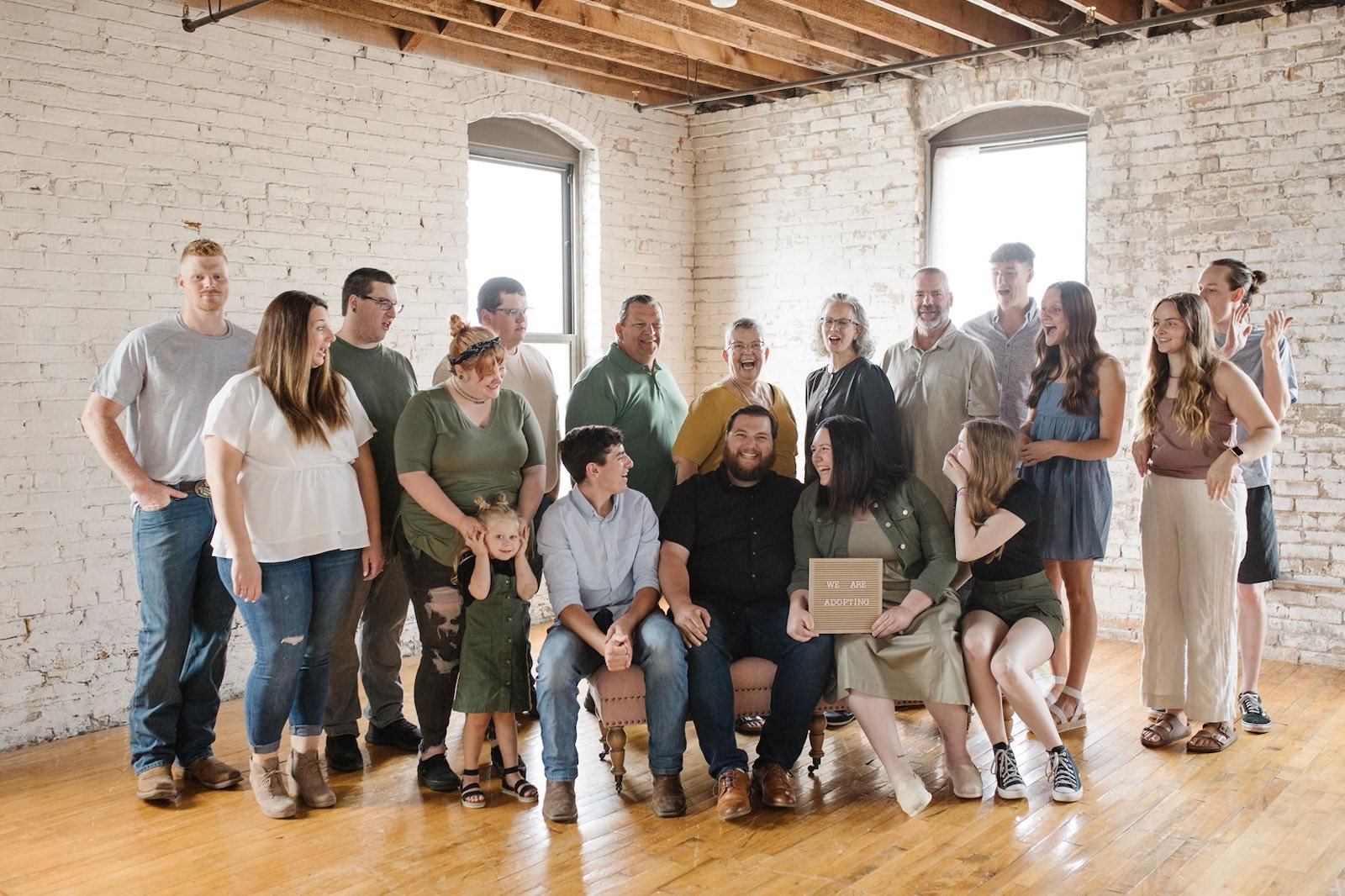 Our family reacting to our announcement of adoption